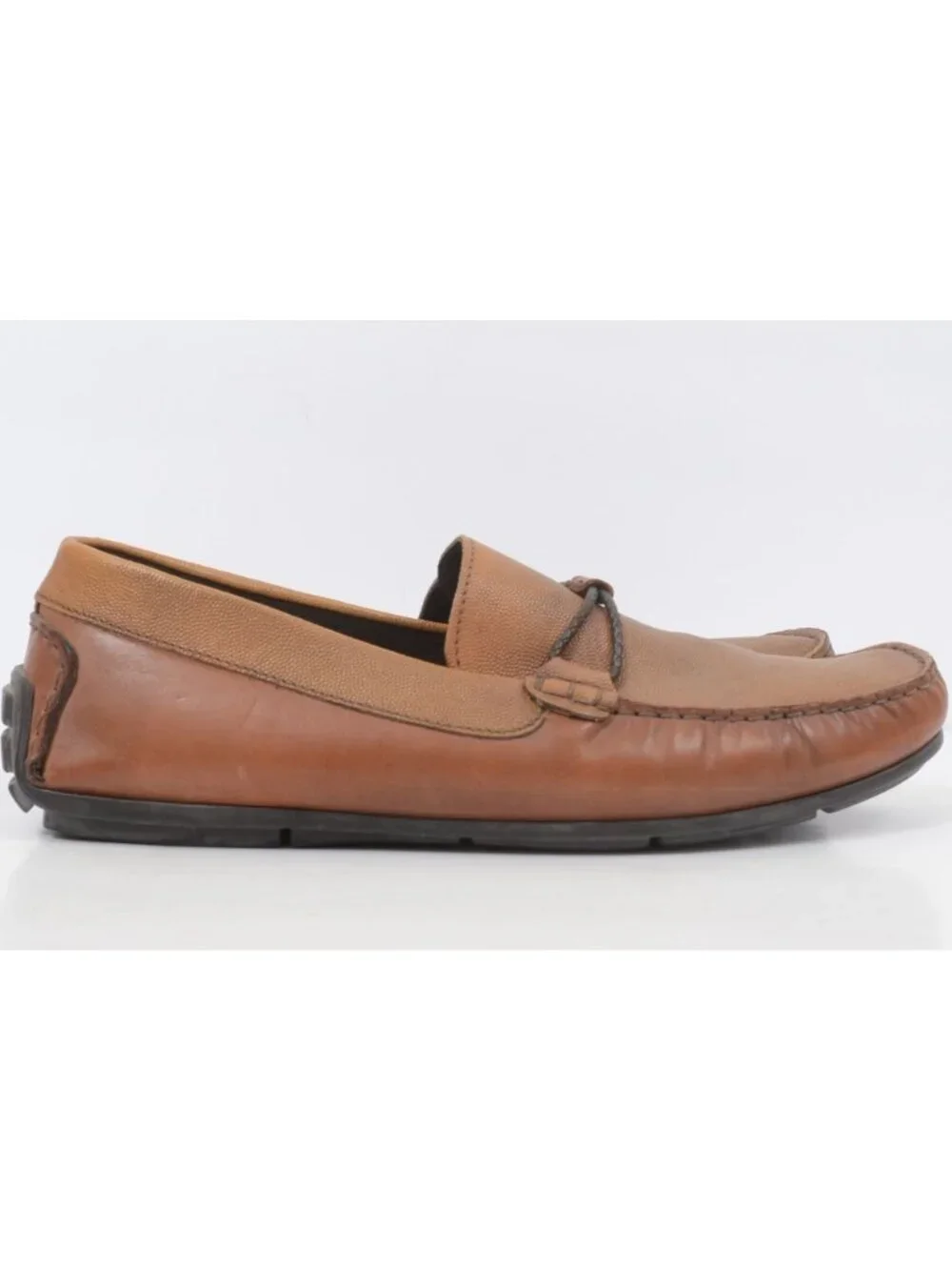 Bacco Bucci Men's 12 Brown Leather Italian Driving Slip-On Loafer Preppy Vacay